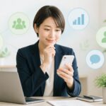 保険募集人がLINE配信結果を確認して顧客フォローに生かす方法のアイキャッチ画像。保険募集人のLINE公式アカウントで配信結果を確認する方法｜読まれ方を顧客フォローに生かすをイメージした図。